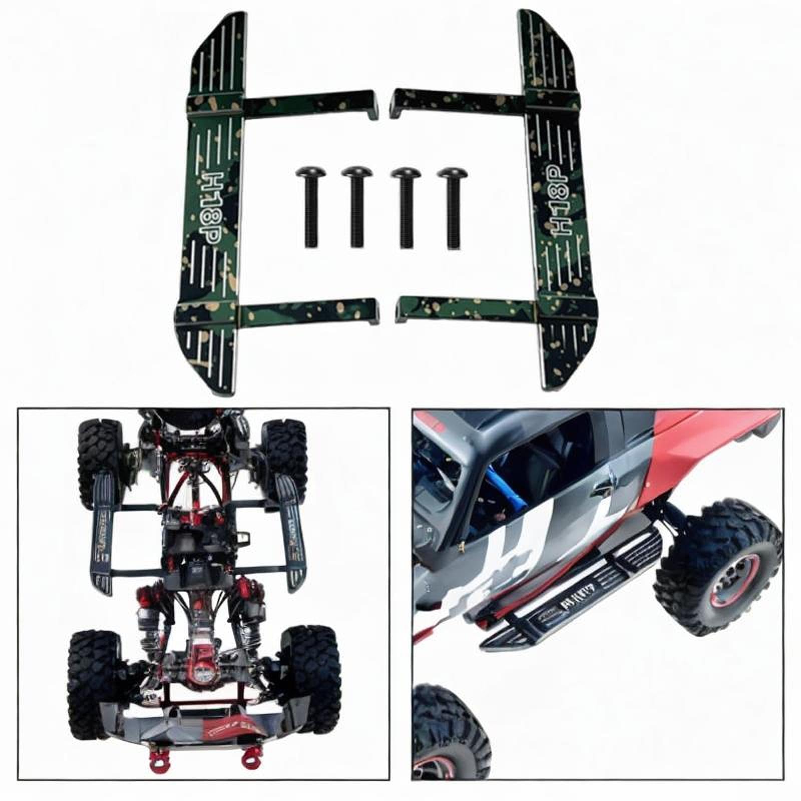 Baoblaze Pedana Laterale per Auto RC, Metallo, Piastra Laterale per poggiapiedi per Modello RC Crawler in 1:18 H18P, Accessori per, Verde Scuro