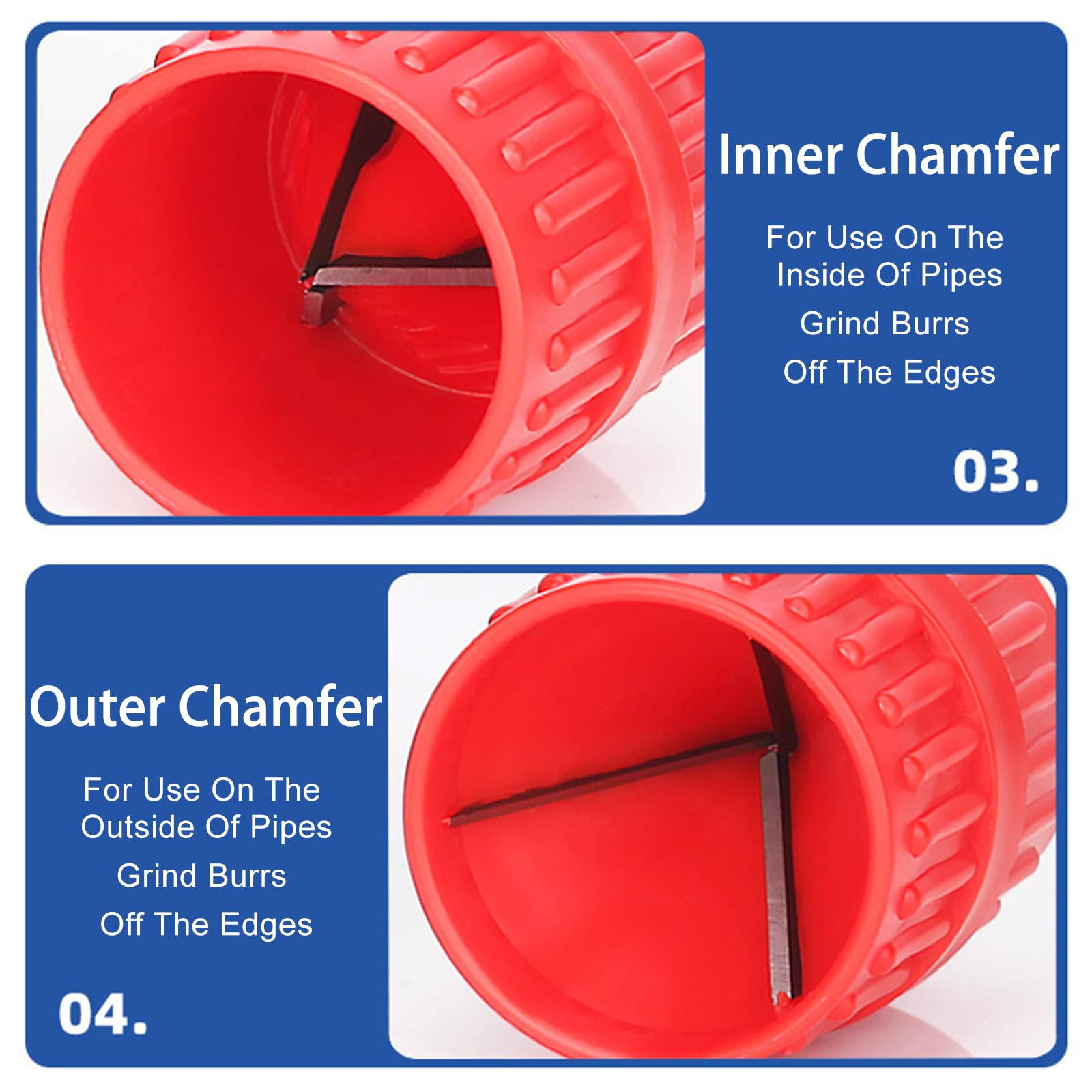 Herramienta de Desbarbado 2 en 1 Escariador Multicapa para Tuberías de Plástico y Cobre 5-38 mm Rojo