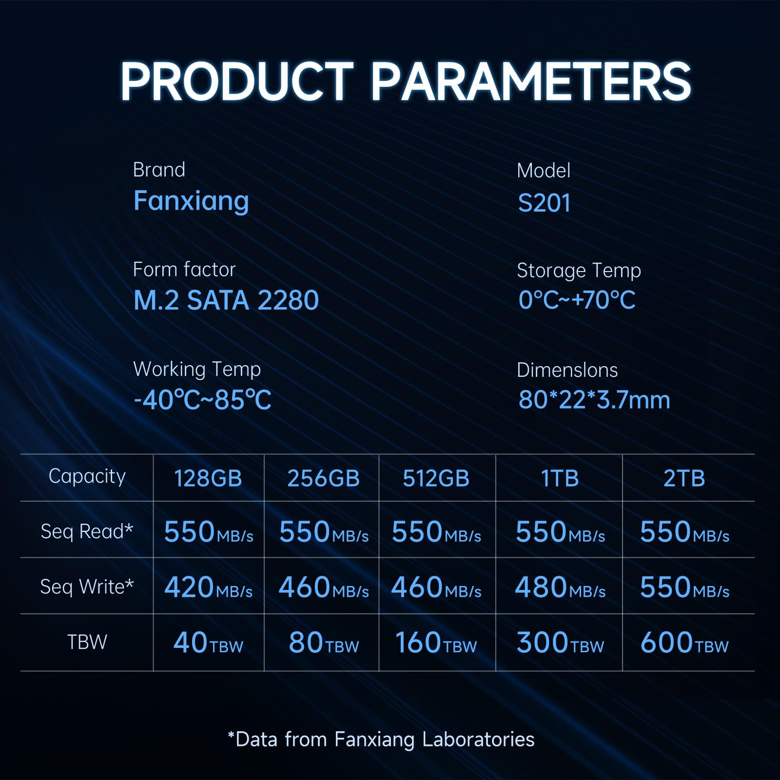 fanxiang S201 128 GB M.2 SSD 2280 SATA III 6Gb/s Unidade de estado