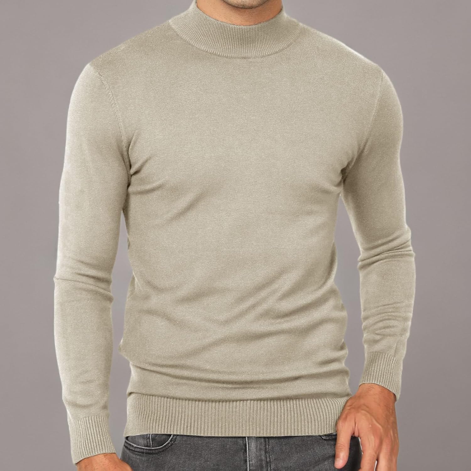 Babioboa Men's Mock Turtleneck Sweater Slim Fit Half Turtleneck Long Sleeve Knit Pullover Thermal Casual Solid Knitwear - Image 7