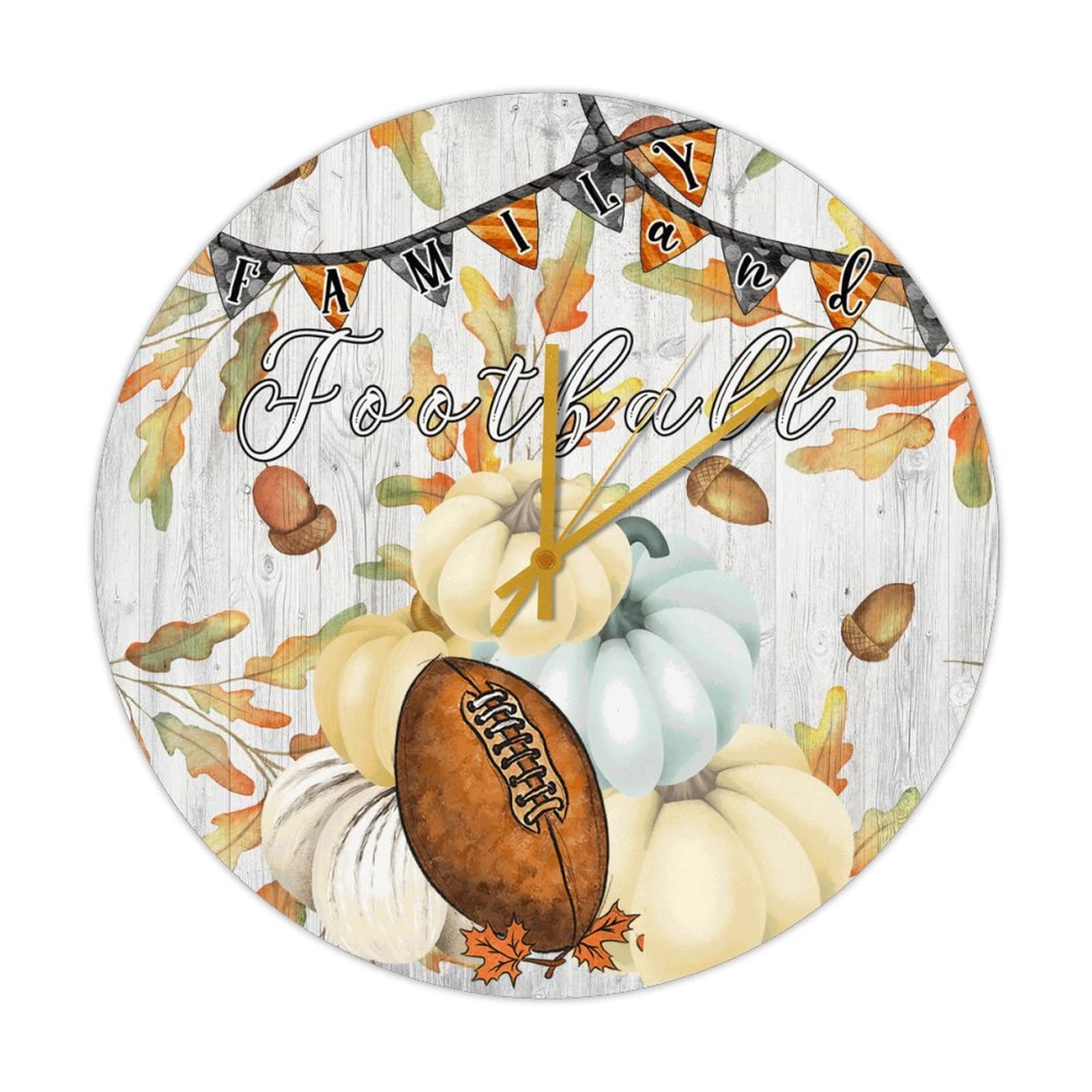 Horloge murale en bois silencieuse 38 cm rustique style campagne et sport