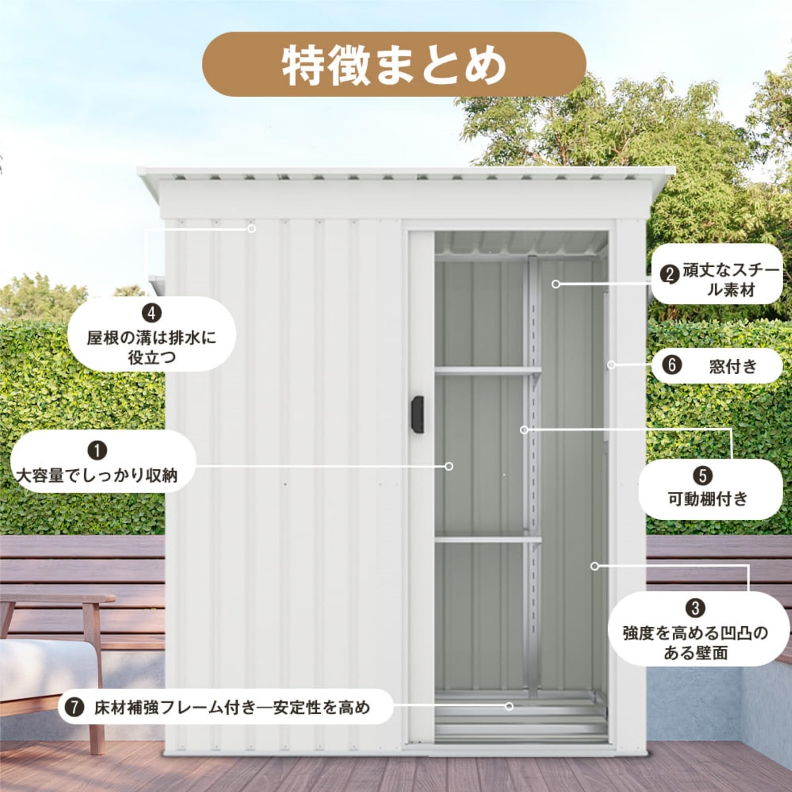 Amazon | 物置 屋外 大型 倉庫 大型物置 戸外収納庫 大容量 1900L 物 