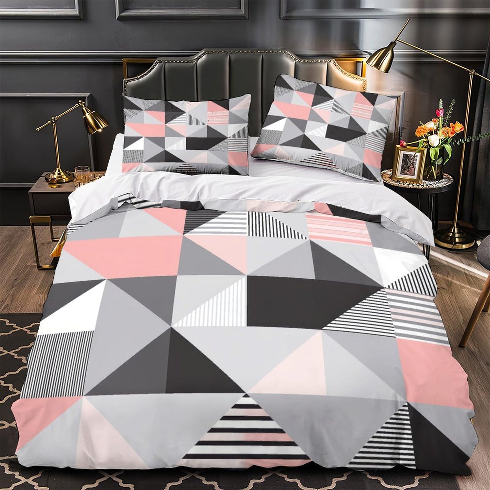 MMDASBVPE GeometricPattern Comforter Cover 3D Print Breathable 3PCs Bed Linen Hidden Zipper Quilt Cover Ultra Soft Machine Washable for Teens Youth Adults Women Kids Boys Single（140x200cm）