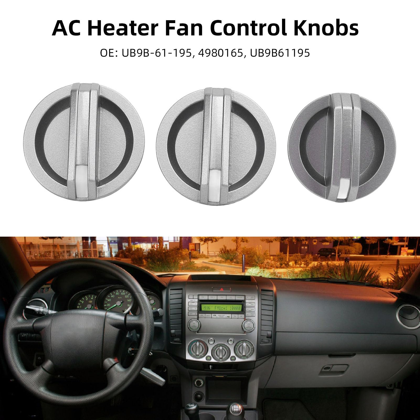 3 Manopole di Controllo della Ventola del Riscaldatore CA per BT-50 2006-2011, Sostituzione UB9B-61-195