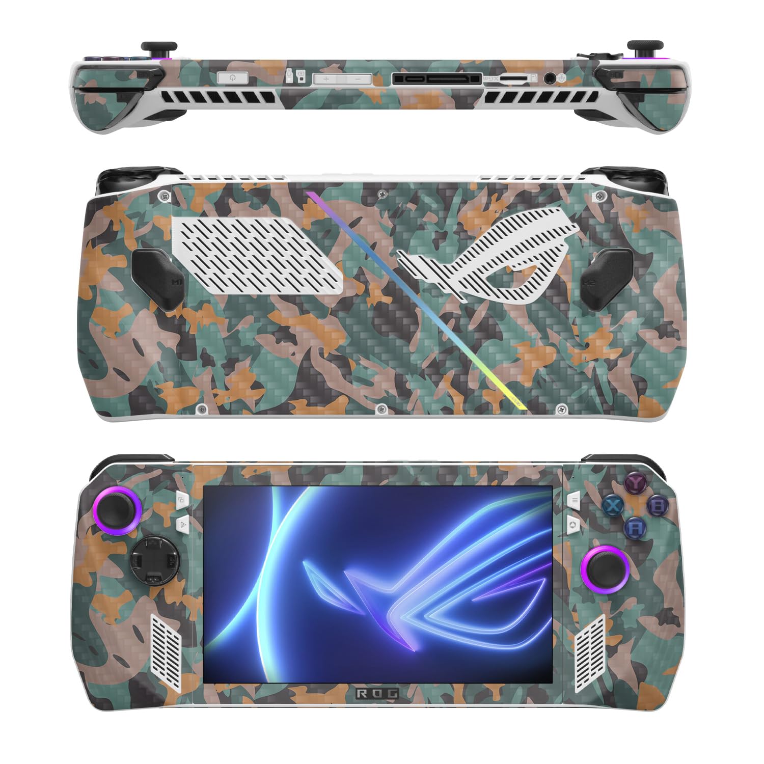 MightySkins Carbon Fiber Skin Compatible with Asus ROG Ally - Muted Camouflage | Protective, Durable Textured Carbon Fiber Finish | Easy to Apply