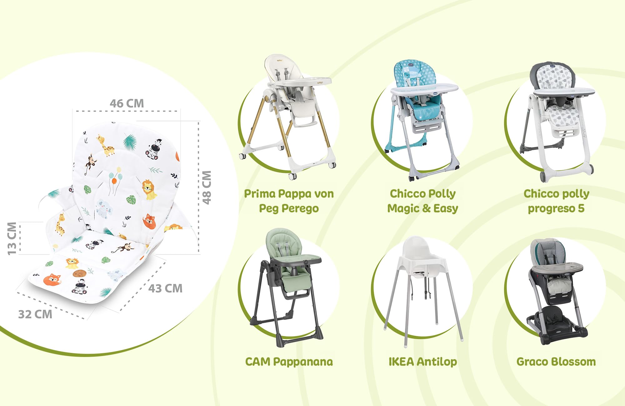 Copri seggiolone pappa universale - copriseggiolone bambino e bambina cuscino imbottitura riduttore per sedia con un rivestimento impermeabile stabile