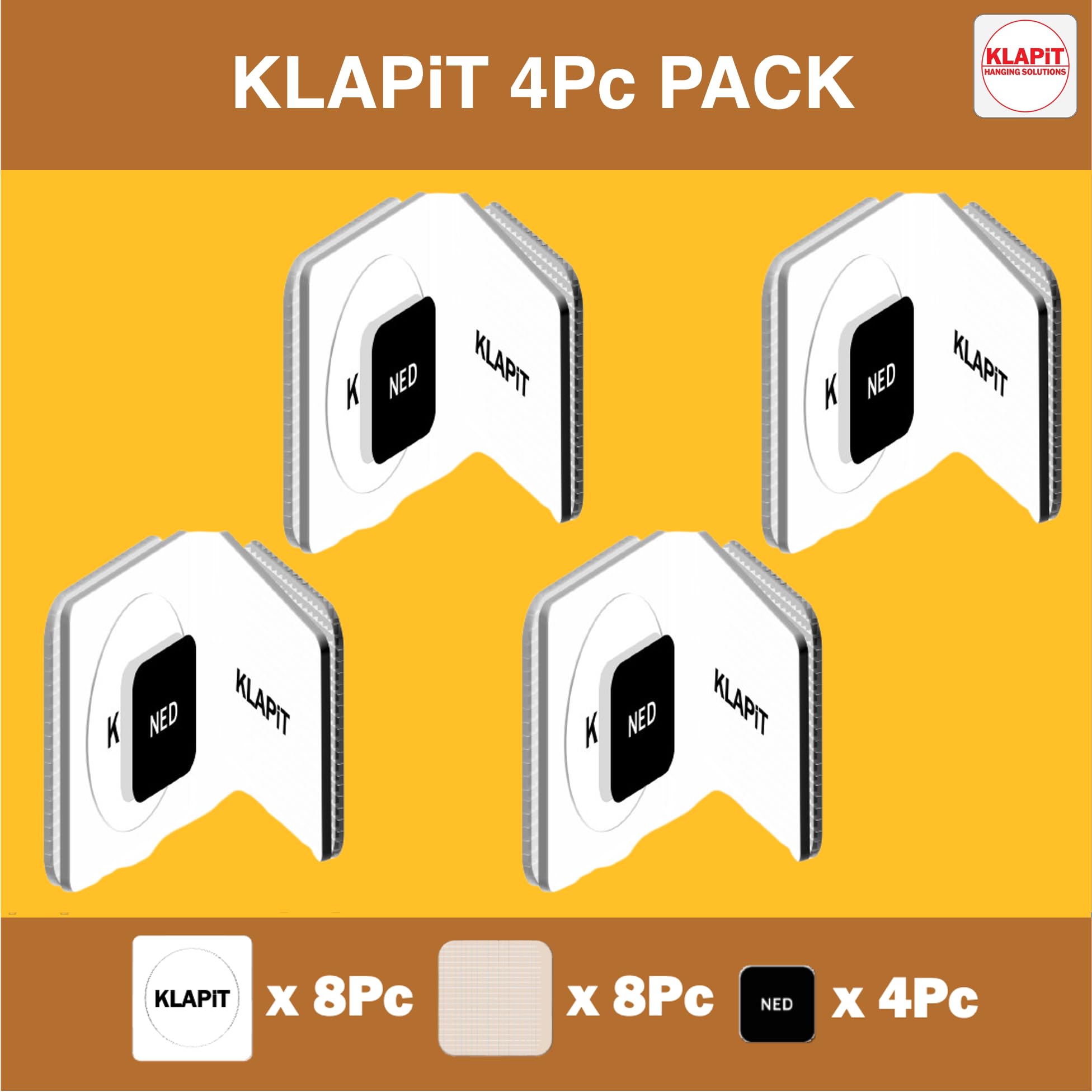 KLAPiT Tiras magnéticas para colgar cuadros con nanotecnología: alternativa premium a las cintas de montaje y cintas de doble cara, resistentes, sin taladros y sin daños, color blanco (paquete de 8