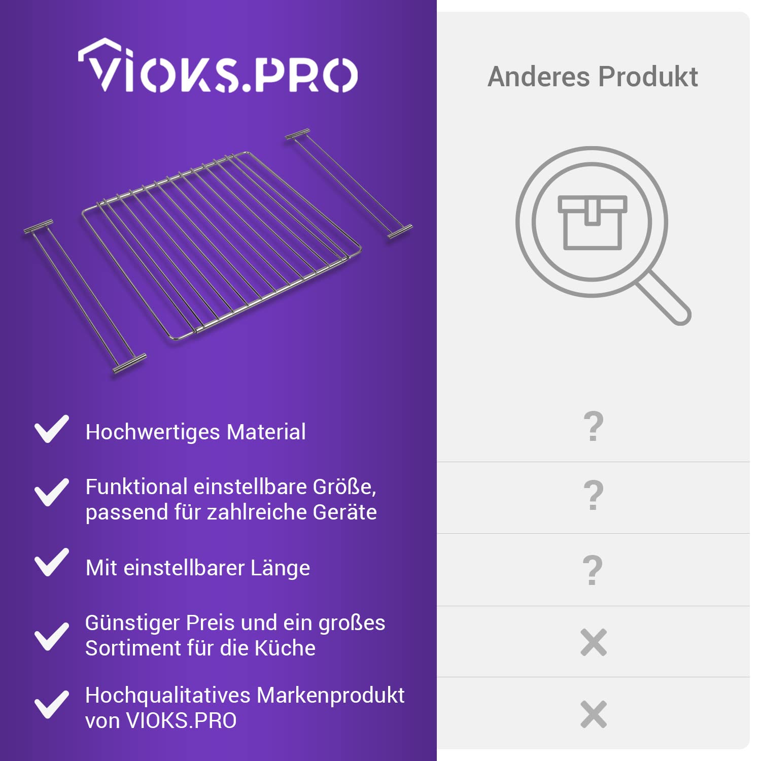 Griglia Per Forno In Acciaio Inox Allungabile 230-400 Mm | Ricambio Per Forni E Mini Forni - Foto 10