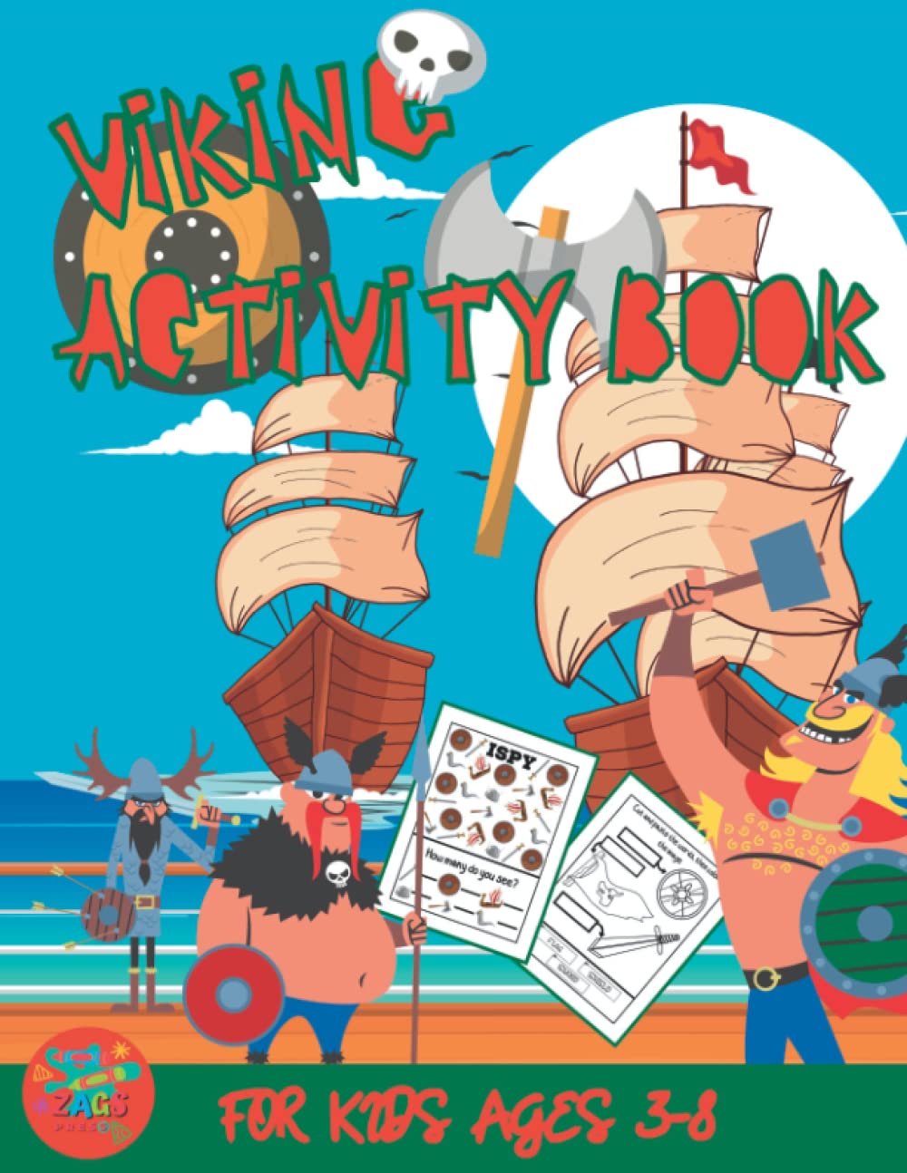 Viking activity book for kids ages 3-8: Vikings themed gift for kids ages 3 and up