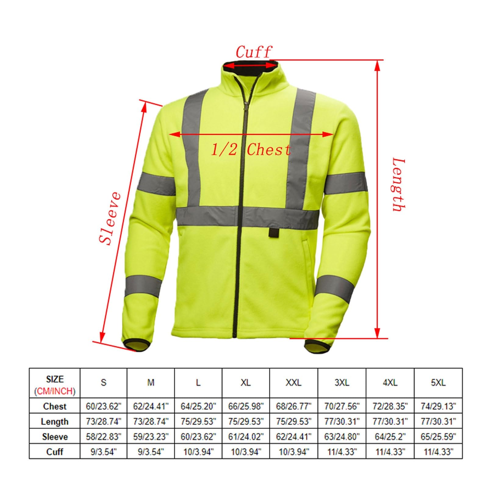 Camisa reflectante de alta visibilidad con bolsillo y cremallera, suéter de trabajo de polar for hombre, chaqueta de seguridad. chaleco reflectante
