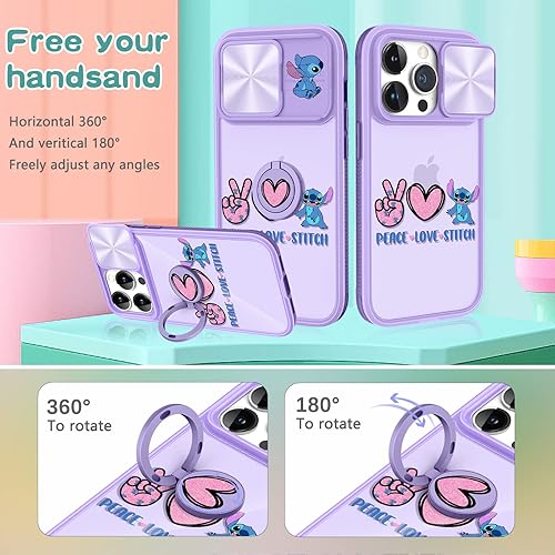 Miniatura 5 de Joyleop Funda 2 en 1 para iPhone 14 Pro Max de dibujos animados lindo amor Stit para niñas, mujeres, adolescentes, niños, fundas de teléfono