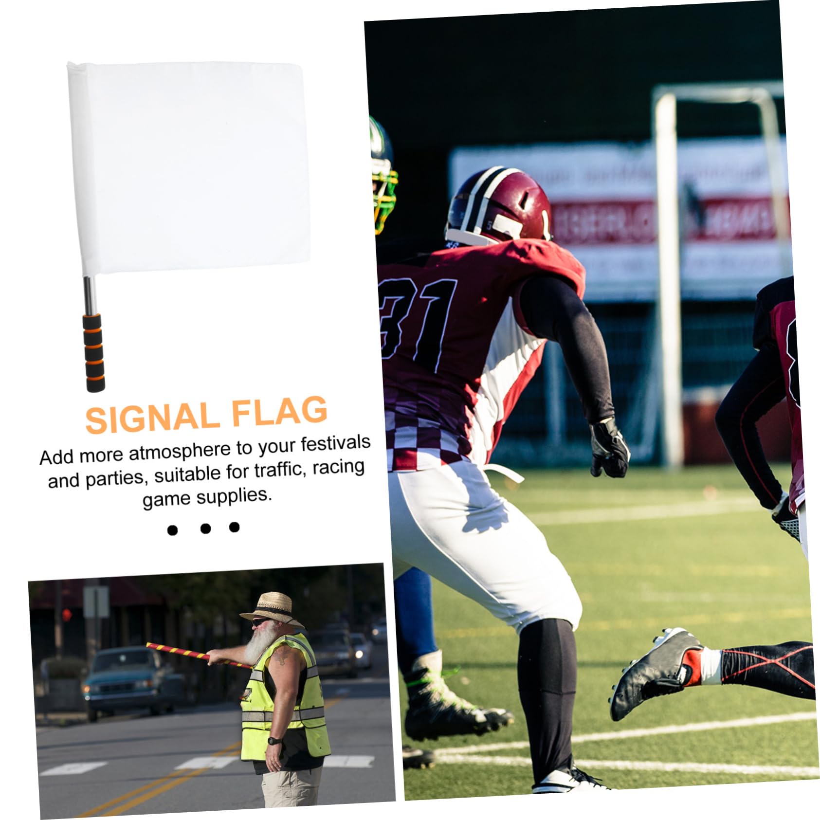 BESPORTBLE Stainless Steel Pole Competition Referee Flag for Sports Events Fan Cheering and for Athletic Use