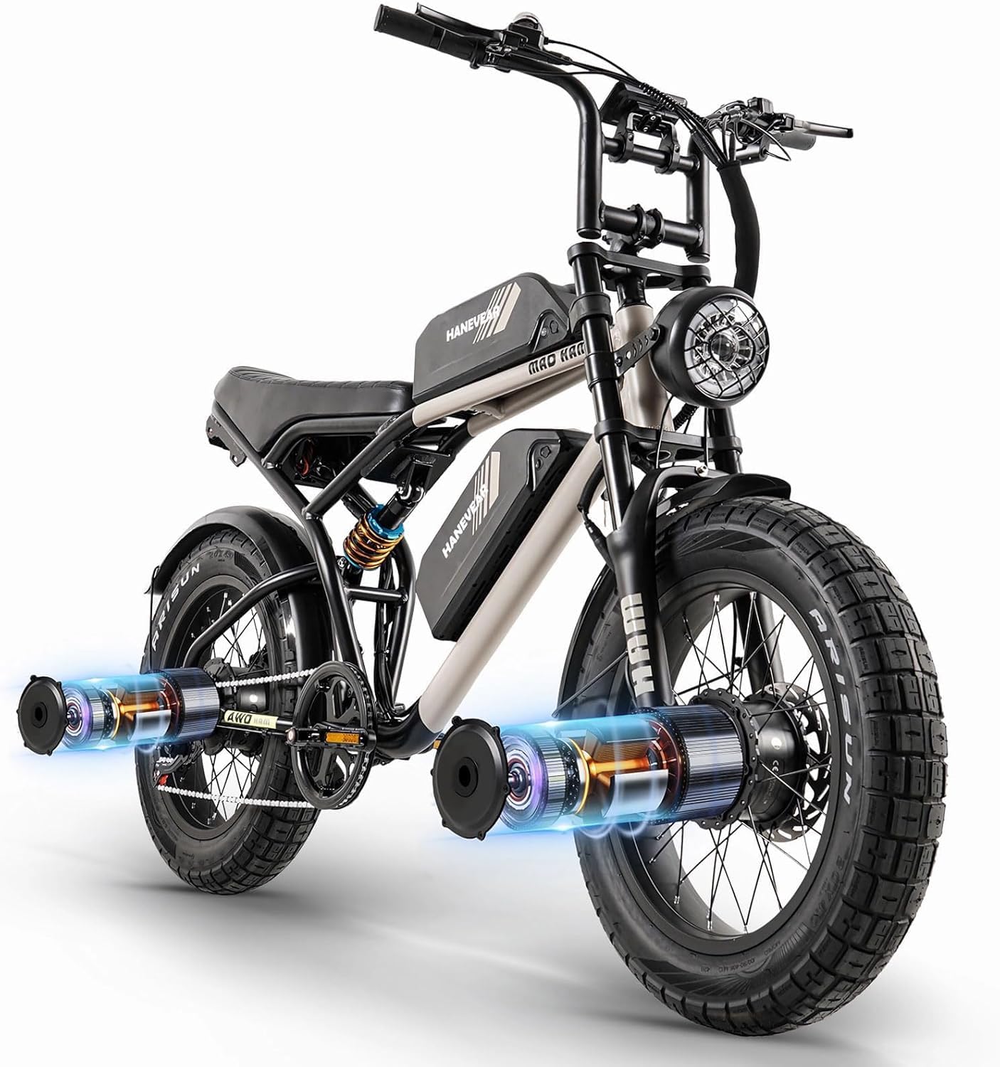 Vélo électrique pour Adultes, E Bike 85Nm Moteur Double | 2*18Ah 48V Batterie Jusqu'à 150km+, Suspension Intégrale, Frein à Disque Hydraulique, Vélo Tout-Terrain Electrique pour de Montagne