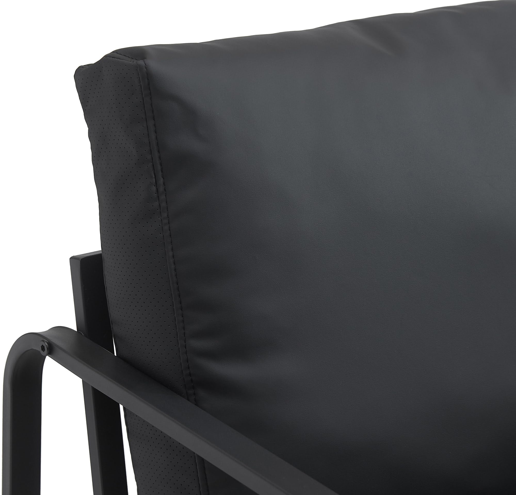 CLP Sillón Relax Manea Tapizado En Polipiel o Tela I Silla Ancha con Base Metálica I Poltrona Elegante & Acolchada, Color:Negro, Material:Cuero Sintetico