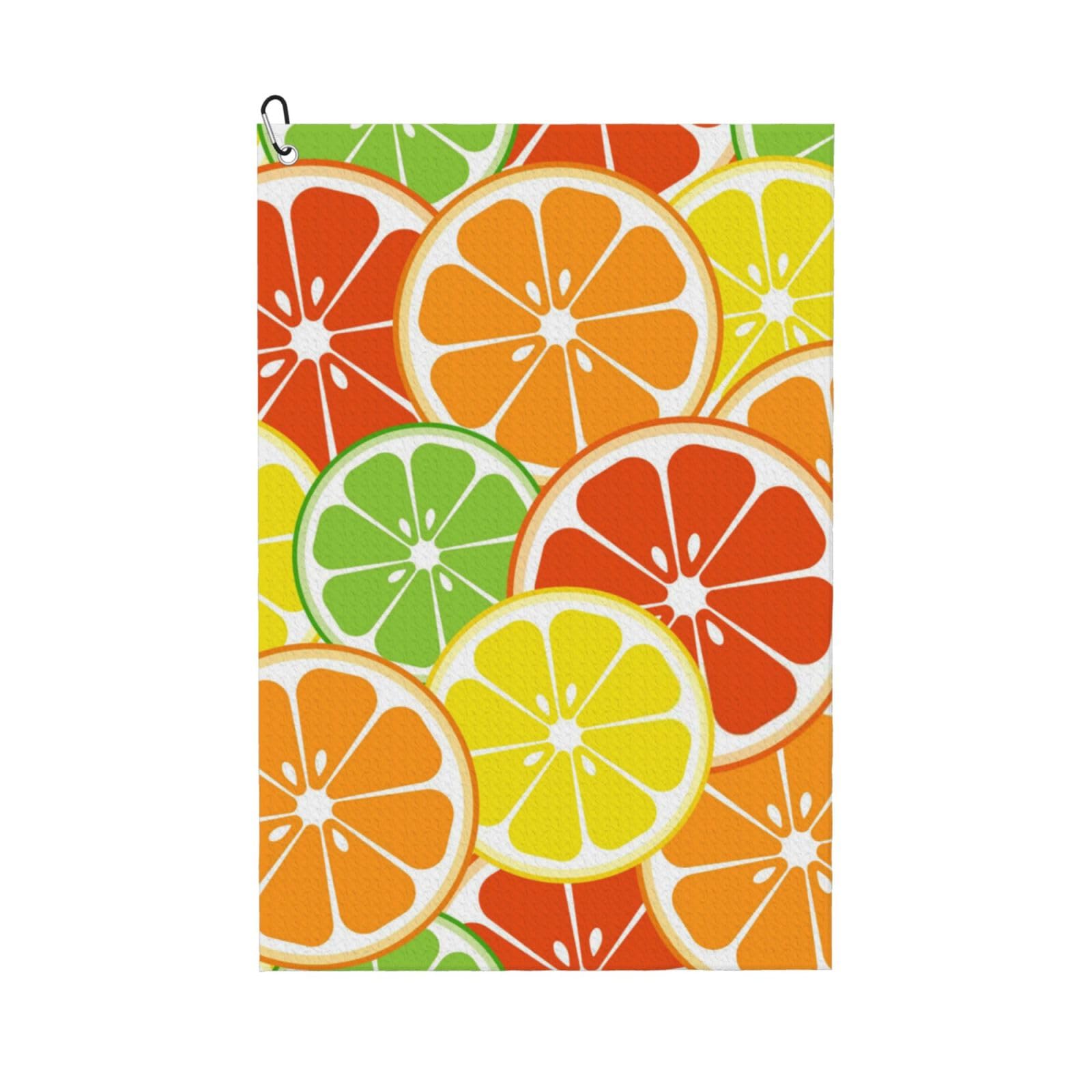 Hnnkloy Citrus Fruits, 16x24 in Portable Waffle Golf Towels with Carabiner Clip for Golf Bag