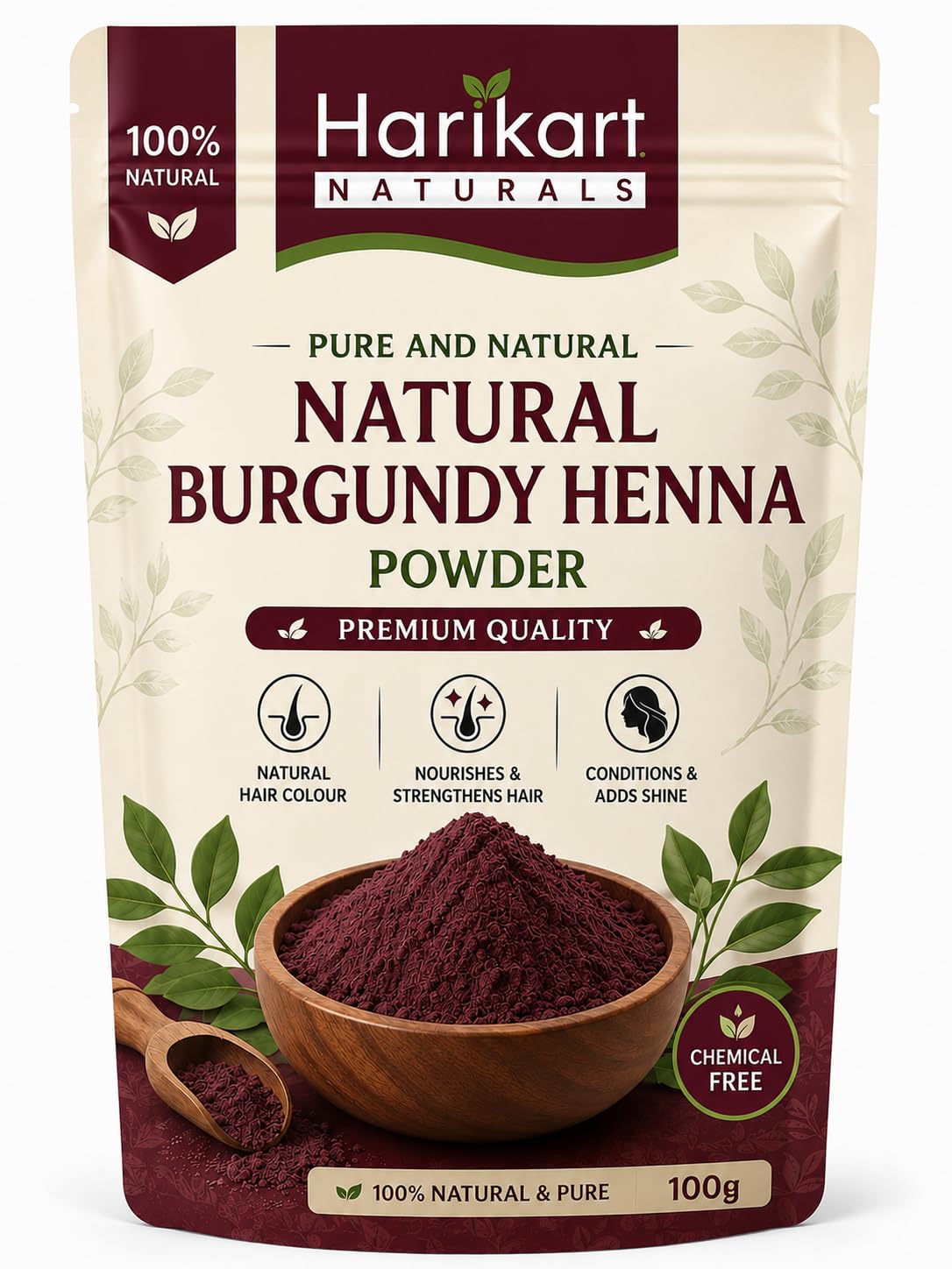 Naturals Natural Burgundy Henna Powder, 100g, Pack of 2 | Chemical Free, Nourishes & Strengthens, Conditions & Adds Shine, Natural Hair Colour, 100% Pure-image-20