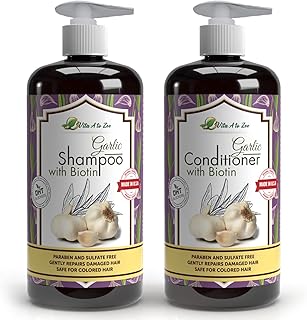 Vita A to Zee Garlic Hair Shampoo & Conditioner with Anti DHT Blocker – Garlic Natural Hair Treatment for Hair Growth, Loss, Thinning & Itchy Scalp – Sulfate & Paraben Free, Cruelty Free & Vegan