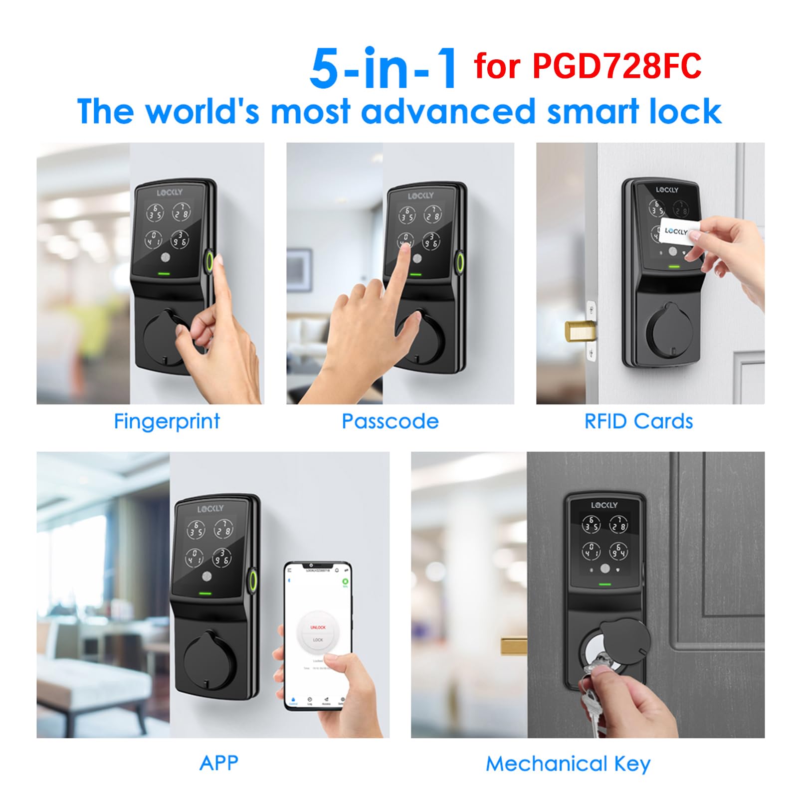 Lockly Smart RFID Cards, 13.56MHz RFID Key Fob RFID Card Smart Lock, Smart Card per serratura senza chiave - 3 pezzi bianco
