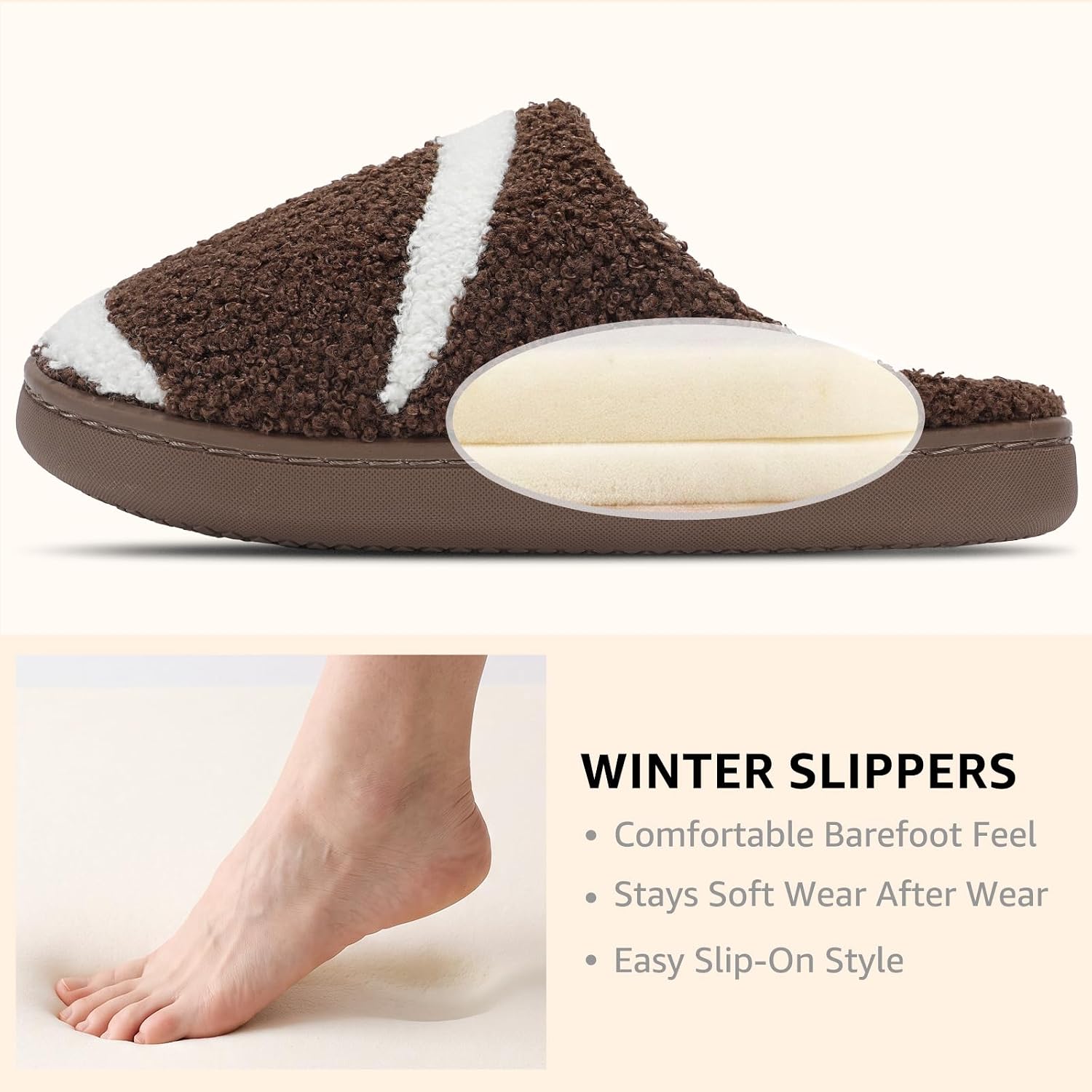 STQ House Slippers for Women & Mens Warm Fuzzy Memory Foam Bedroom Slipper