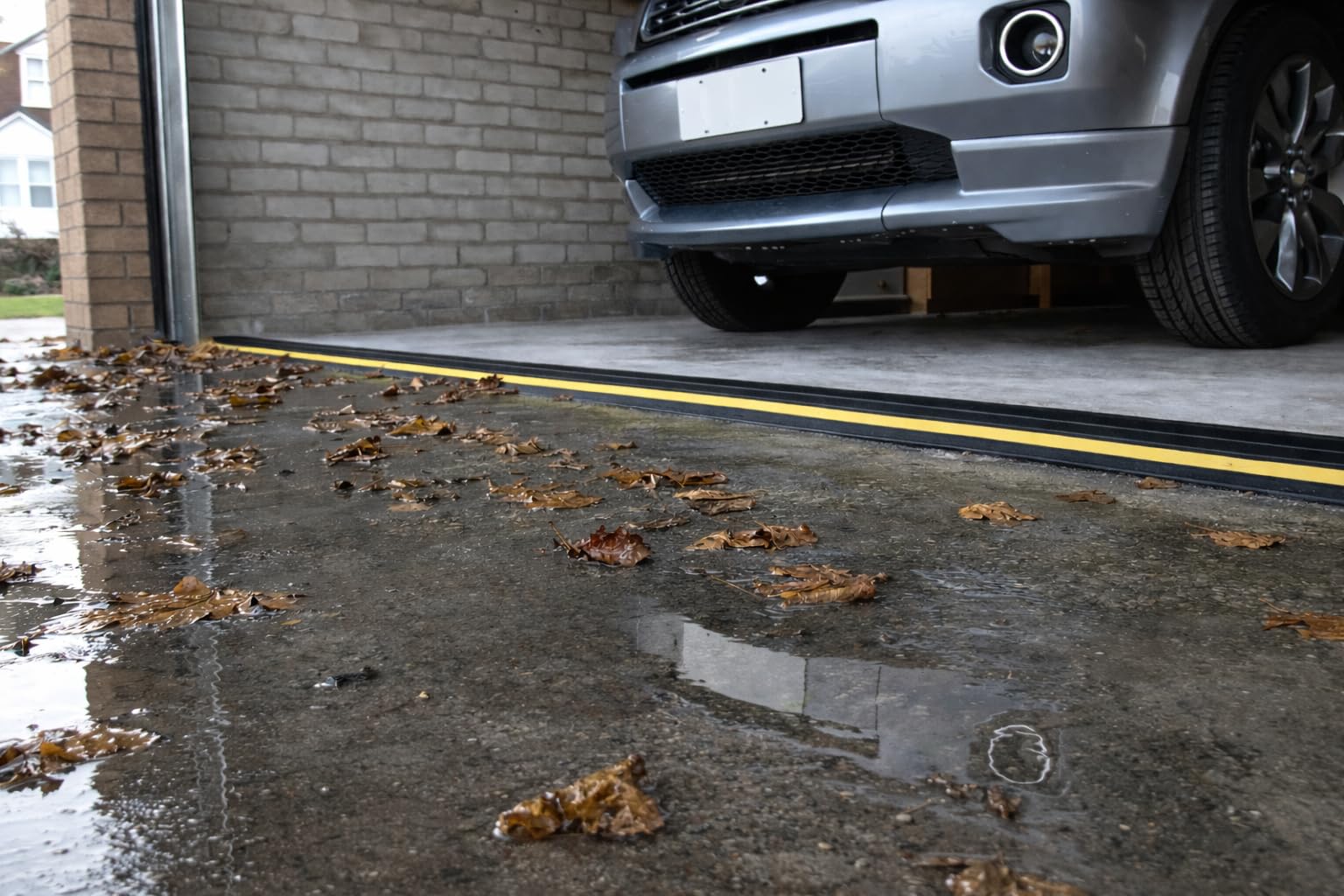 Kit de seuil de barrière anti-inondation pour porte de garage de 4 cm de haut 2,21 m | PVC souple | Le kit complet comprend 1 adhésif | GaraDry