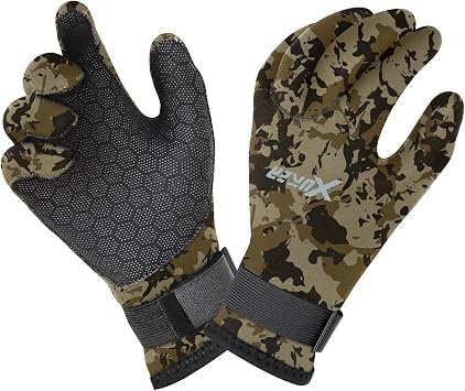 XUKER Neoprene Water Gloves, Winter Fleece-Lined 3mm Five Finger Warm Wetsuit Winter Gloves for Scuba Diving Snorkeling Surfing