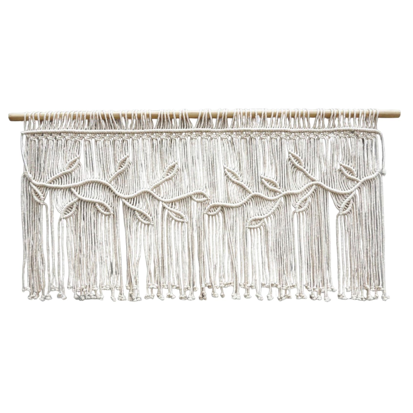 Cortinas de macramé para ventanas cortas y cenefas de salón de algodón