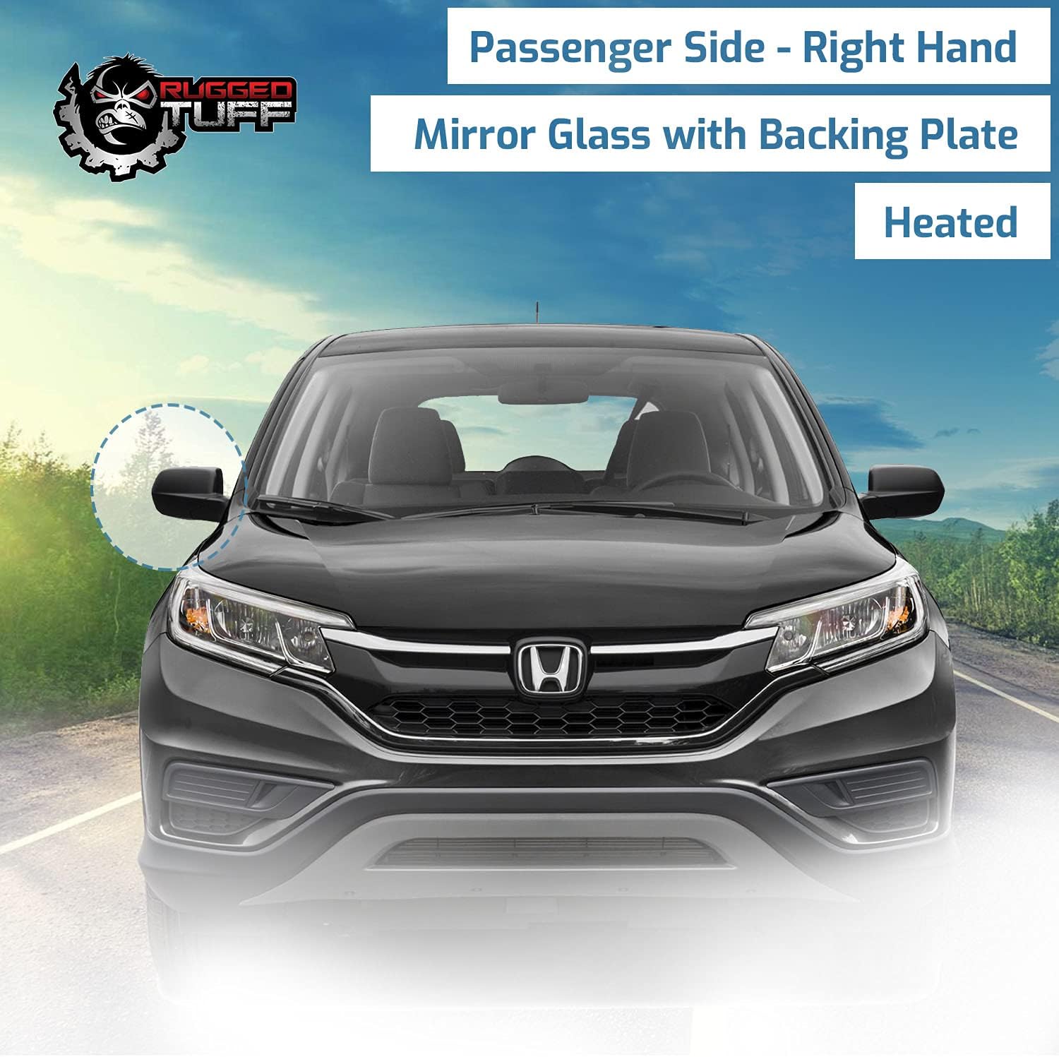 Passenger Side Mirror Glass Replacement For 2012-2016 Honda CRV CR-V, 2016-2020 HRV HR-V Right Rear View Convex Mirrors Back Plate Heated 76203T0AC01 76203-T0A-C01