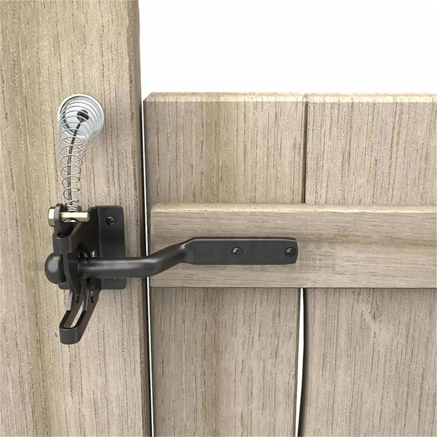 Steel Spring Cable Self Locking Gate Pull String Light Open Automatic Door Lock Multifunction Carbon Heavy Duty(Long Style Silver)