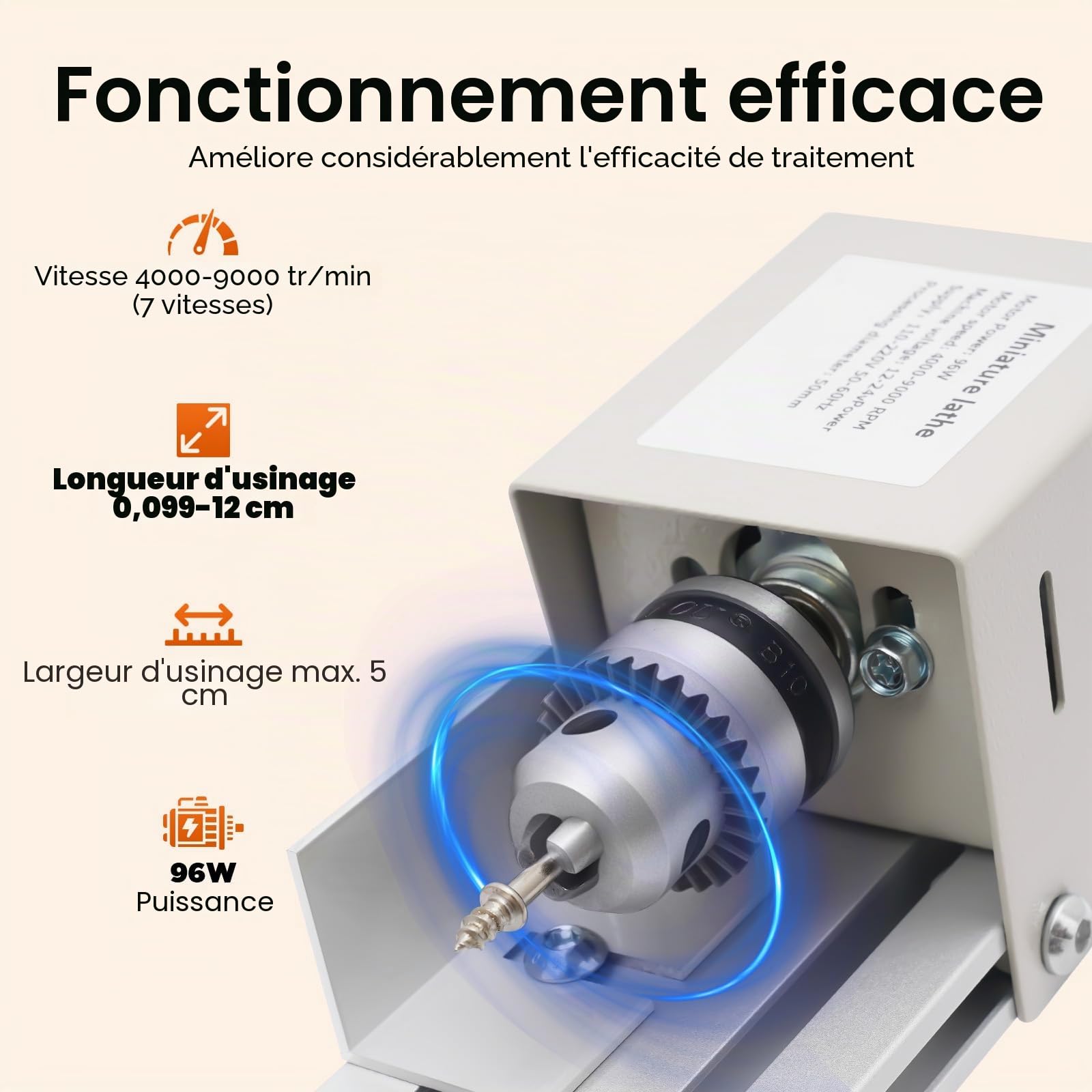 Mini tour 100 W 220 V Tour précis Machine à perles 4000-9000 tr/min 7 niveaux de vitesse Régulation de vitesse à perles Machine DIY CNC