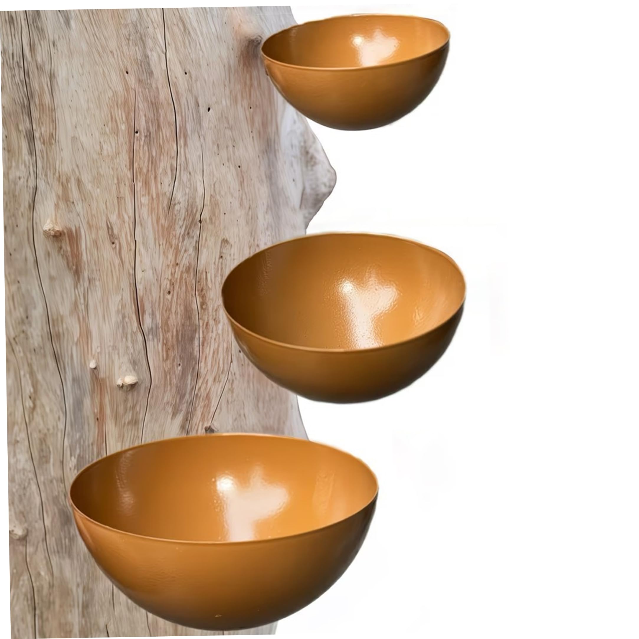 StaZamor 3 Pack Tree Bird Feeder, Hanging Bird Water Bowl & Weatherproof Rain Catcher, Outdoor Garden Decor for Fence, Patio, Backyard, Yellow