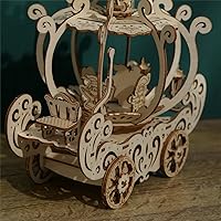 Vista 3 de Rompecabezas 3D de madera en forma de calabaza, kits de modelo de carretilla de calabaza, acertijos mentales y rompecabezas para Navidad/cumpleaños