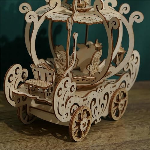 Miniatura 3 de bennama Rompecabezas 3D de madera en forma de calabaza, kits de modelo de carretilla de calabaza, acertijos mentales y rompecabezas para