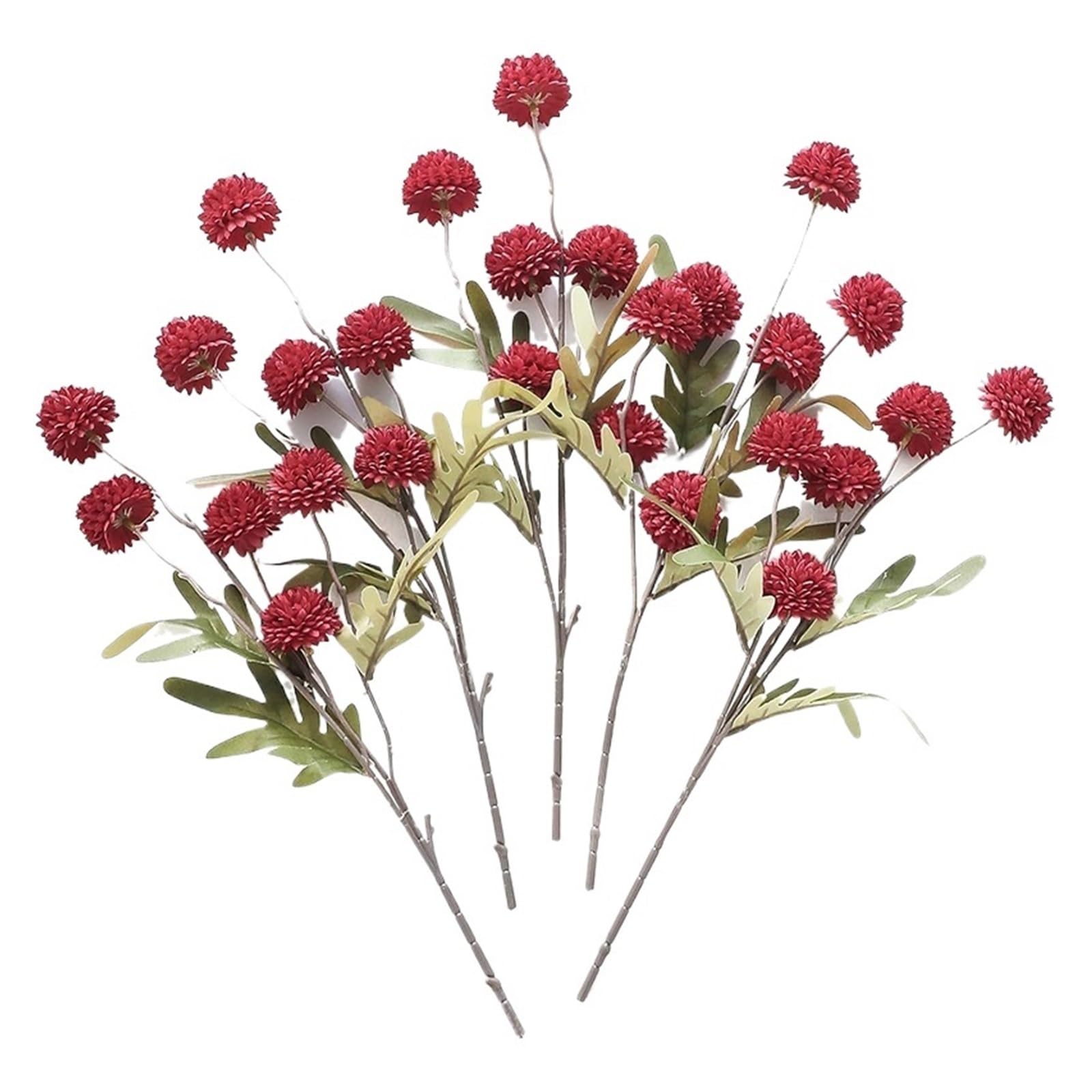 HamPaesk 5Pcs Artificial Flower Bouquet Silk Fake Flowers Home Garden Wedding Decors DIY Craft Wreath(Red)