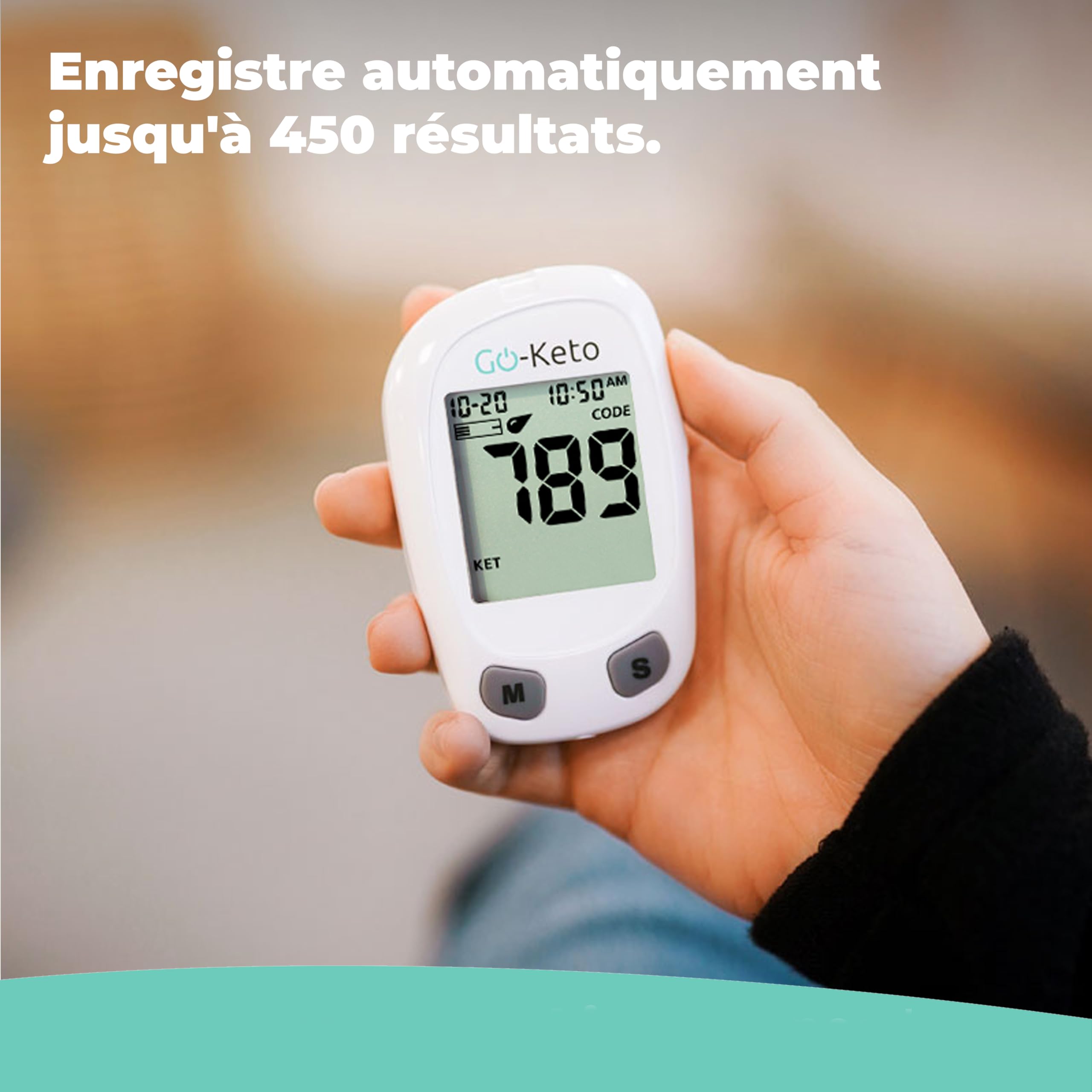 Go-Keto Kickstart Set | Cétones Mesureur, 10 bandelettes de test de cétone | Ketone Check pour la maison