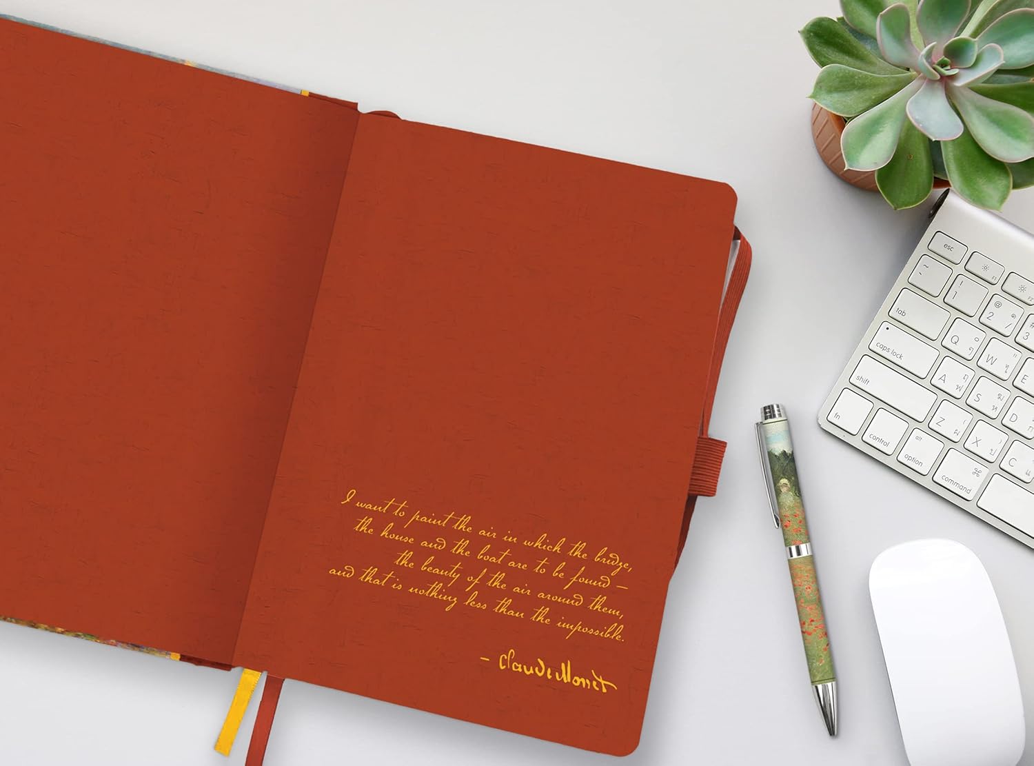 RainCaper Vegan Leather Journal Notebook, 160 Dot-Grid Pages, 5.7 inches x 8 inches, Journal - Monet Red Boats