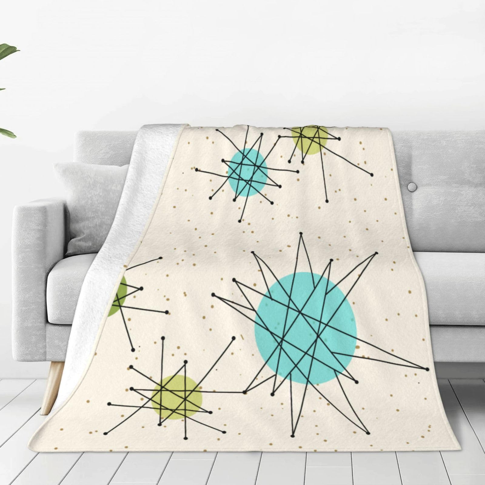 SMAZDFXX Iconic Atomic Starbursts Silky and Non Pilling Touch, Modern Blanket 80"X60"