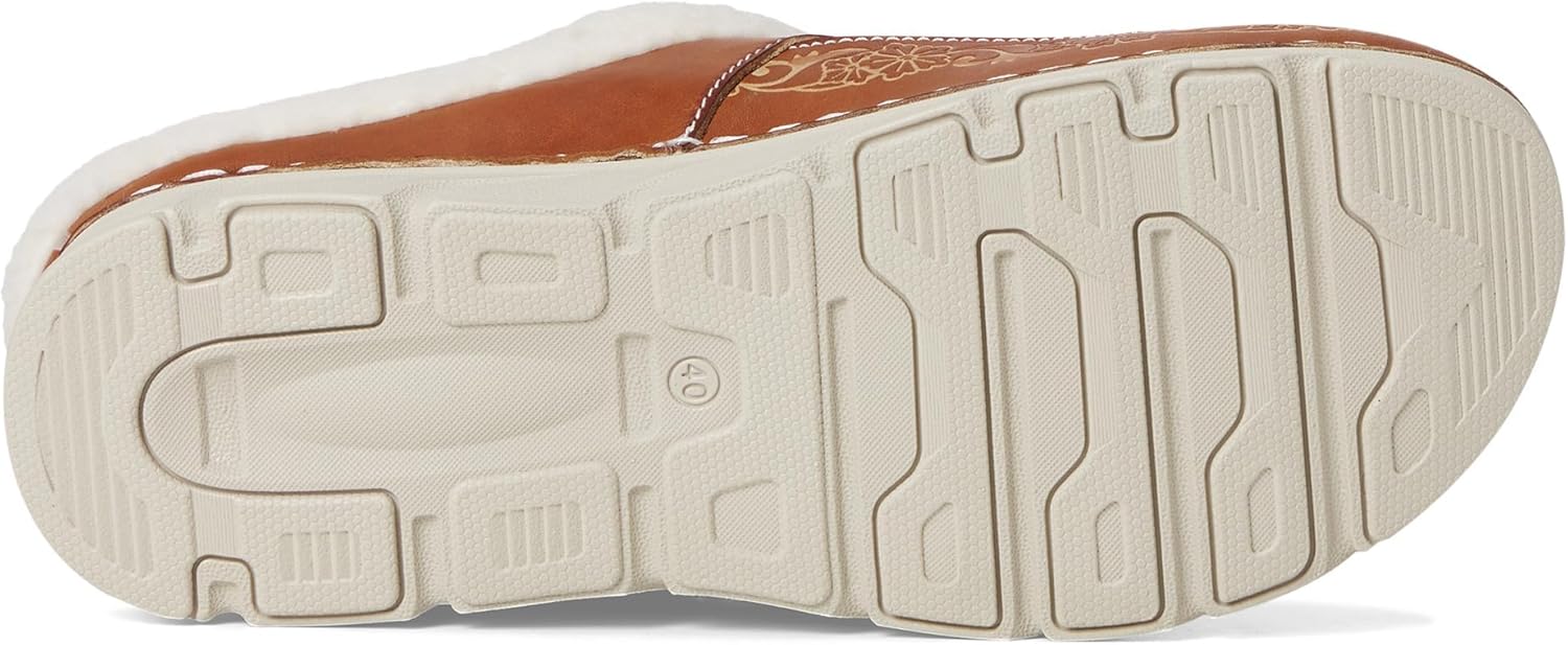 Spring Step L'Artiste Honestela Women’s Embossed Leather Clogs with Tapestry Upper - Sherpa Lined Slip-On for Warmth and Cushioned Wedge Heel Comfort Clog - Image 8