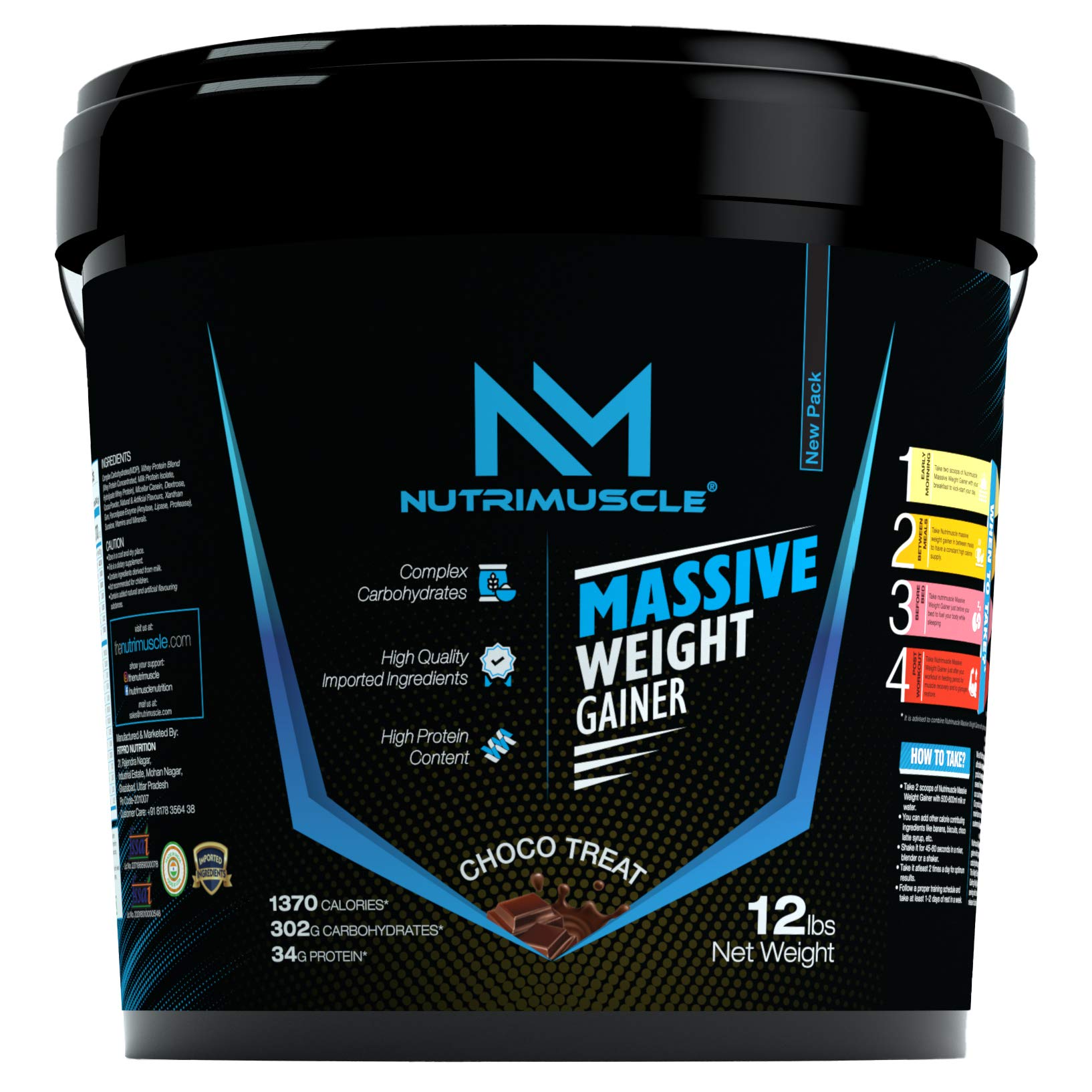 Nutrimuscle Massive Weight Gainer - 12 Lbs - 5.44 Kgs - Choco Treat (CHOCOLATE) Flavour for Weight & Mass Gain, Contains Complex Carbohydrates, BCAA, Digestive Enzymes & Essential Vitamins & Minerals - HIGH PROTEIN GAINER (B08FXCHDWB) Amazon Price History, Amazon Price Tracker