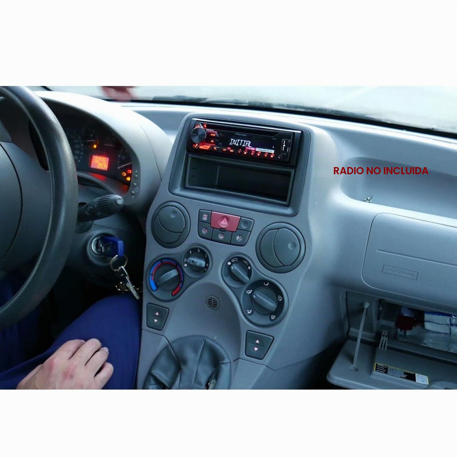 sound-way Kit Montaje Autoradio, Marco 1 DIN Radio para Coche, Llaves de Desmontaje, Adaptador Antena, Compatible con FIAT Panda 2002