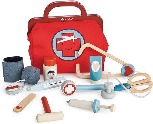 Tender Leaf Toys - Bolsa del doctor - Kit médico de juguete de simulación para niños - Promueve el juego de rol imaginario y creativo, ayuda a crear