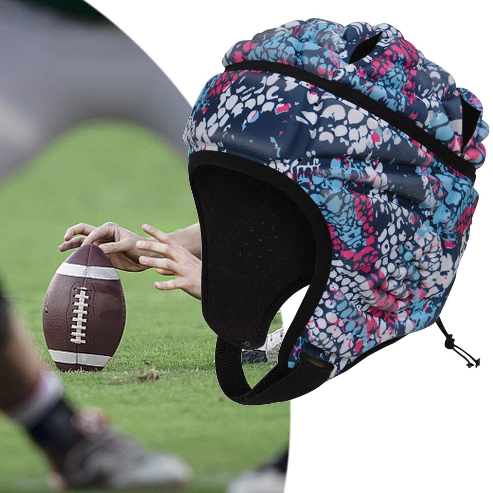 Casco Da Rugby Per Adulti, Leggero, Regolabile, Con Imbottitura EVA, Strisce Riflettenti, Per Football, Baseball