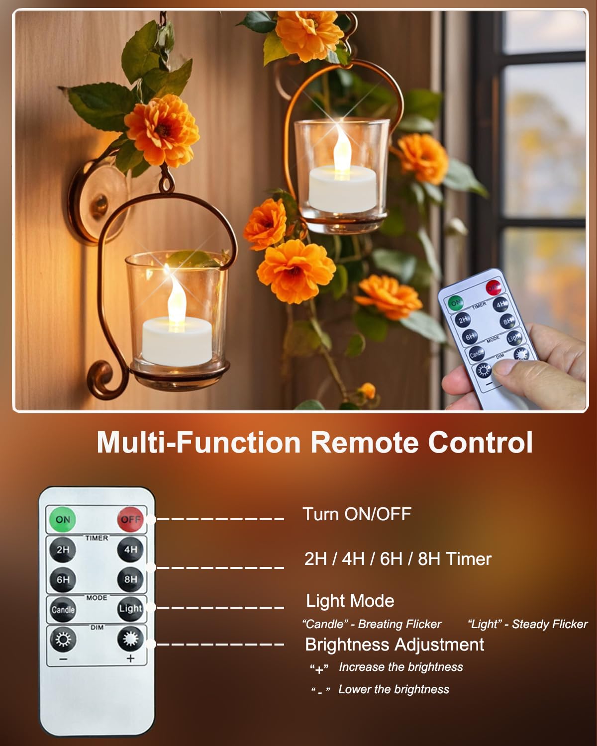 Lot de 12 bougies chauffe-plat LED rechargeables avec télécommande et minuterie - Avec câble de charge USB à 6 ports - Pour mariages, fêtes, Halloween, Noël, décoration d'intérieur