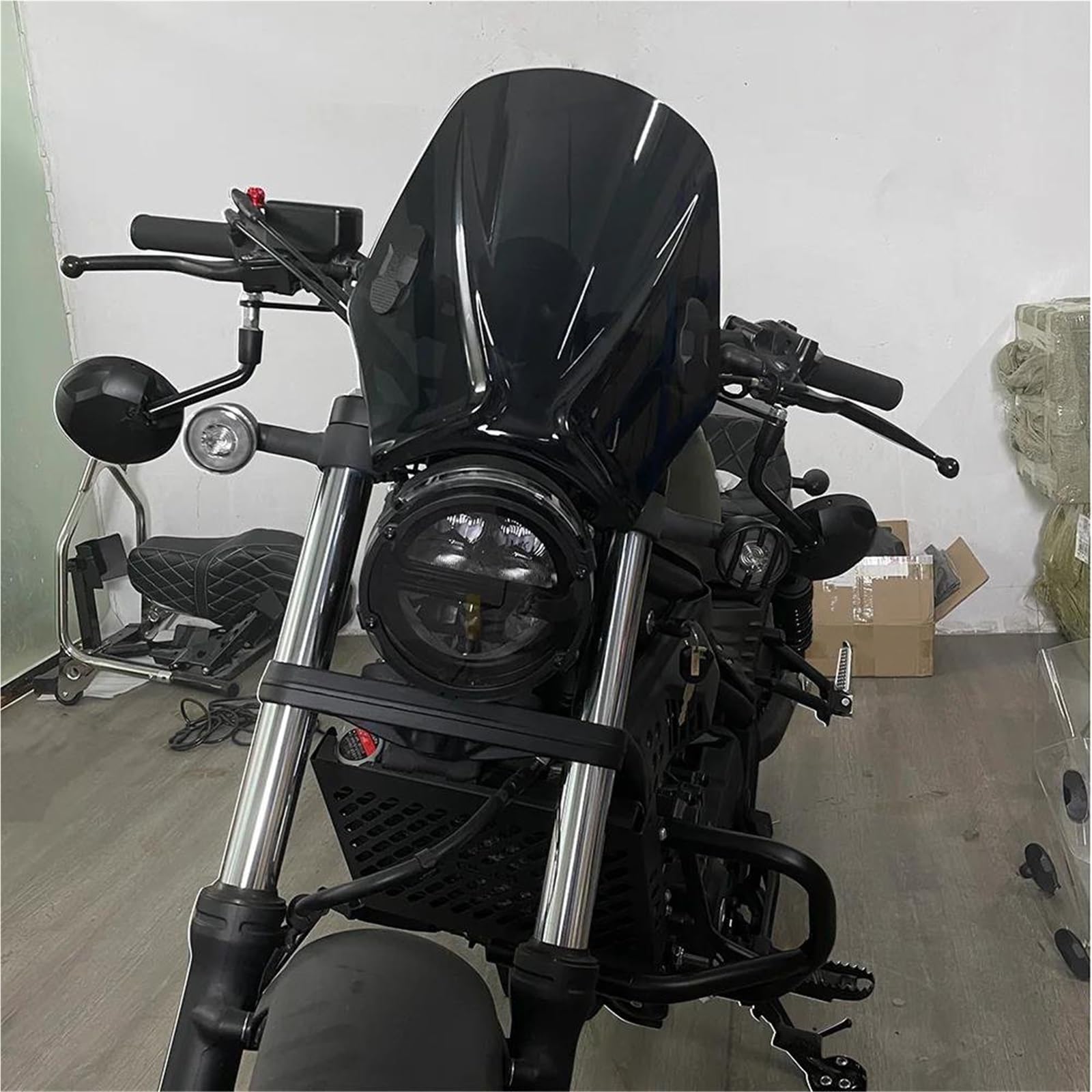 Pare-Brise Avant Réglable pour Moto pour Yamaha XVS 125 250 1100 Dragstar XVZ1300a Royal Star Déflecteurs Avant De Pare-Brise(Noir)