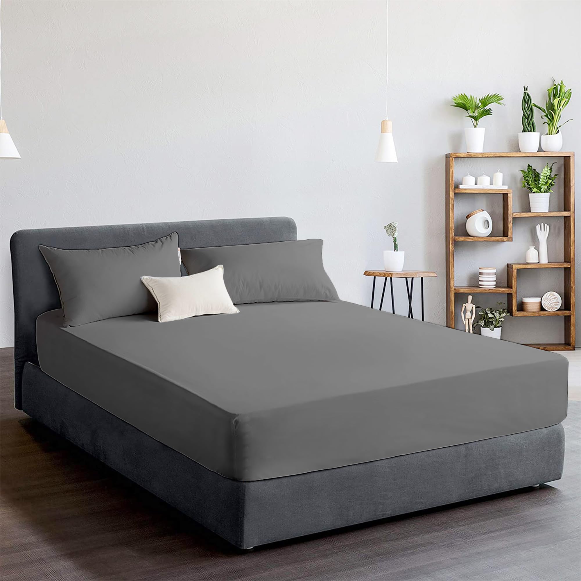 Ray Bedding 100% Egyptian Cotton 400 Thread Count Super King Fitted Sheet 25cm Deep Pocket Fitted Sheets for Super King Mattress, Super Soft Luxury Egyptian Cotton Bed Sheets — image 1