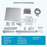 Vista 8 de gotonovo Duchas de lujo de 3 funciones para baño, montaje en pared, cabezal de ducha de 10 pulgadas, sistema de ducha con boquilla de bañera, cuerpo