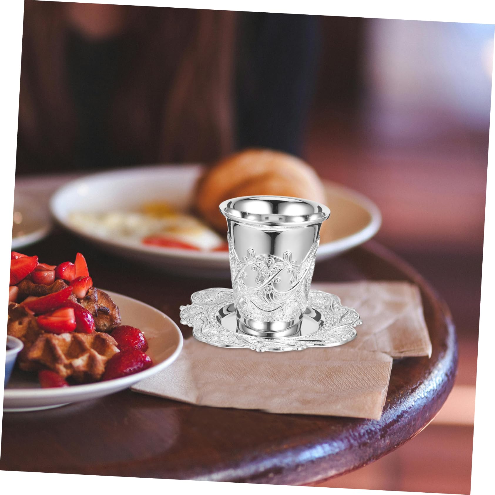 Cabilock 3 Juegos taza copa de vino copa cáliz de kidush grabada vasos de whisky sagrada de escritorio ofreciendo suministros Aleación de zinc Silver