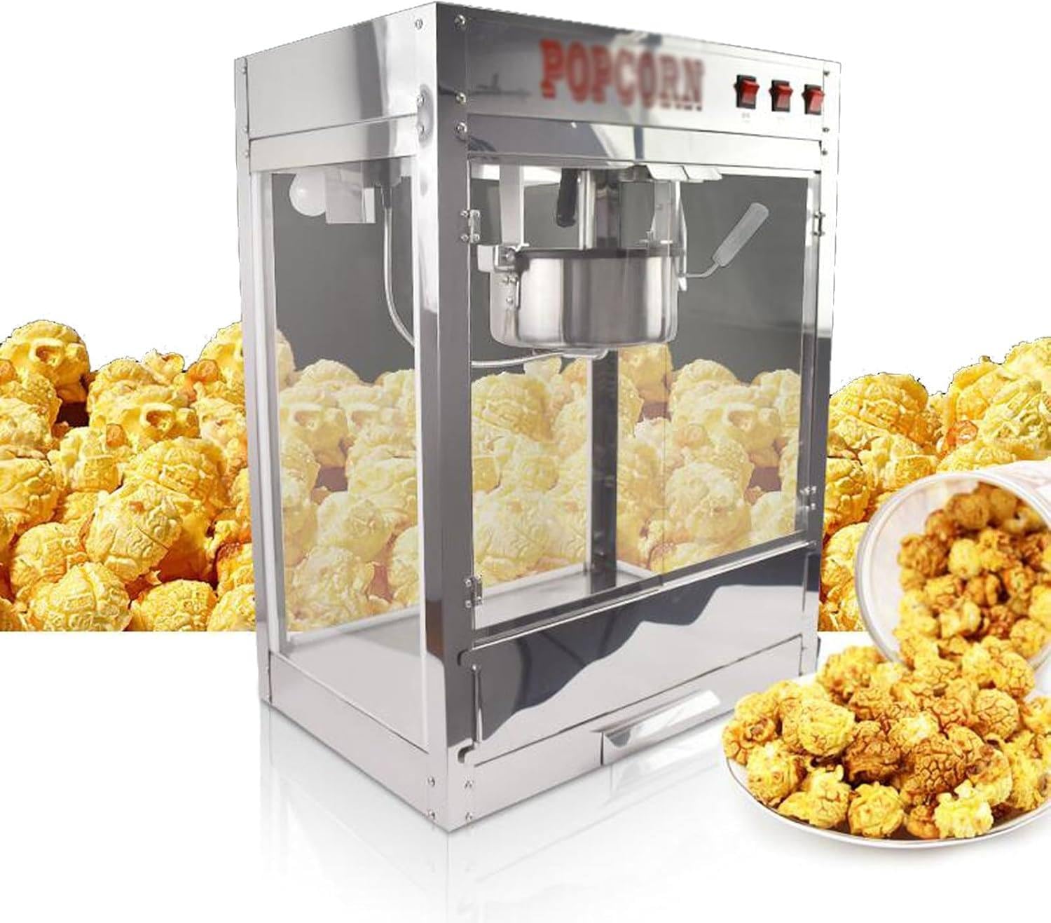 Macchina per Popcorn, Macchina per Popcorn Elettrica da 1600 W, Popcorn Freschi Fatti in Casa in Meno di 3 Minuti, Utilizza Aria Calda, Feste, Serate di Cinema, Feste di Compleanno