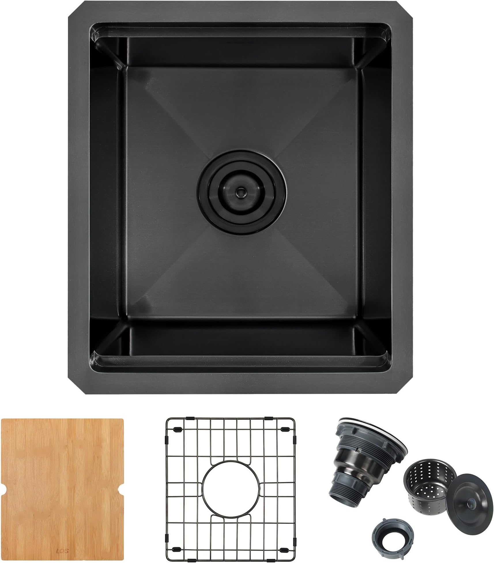 LQS 15” X 17” Bar Sink Undermount Stainless Steel, Black Small Wet Bar Sink and RV Kitchen Sink, 16 Gauge Black Stainless Steel Kitchen Sink with Abundant Accessories For RV, Outdoor, Coffee Bar