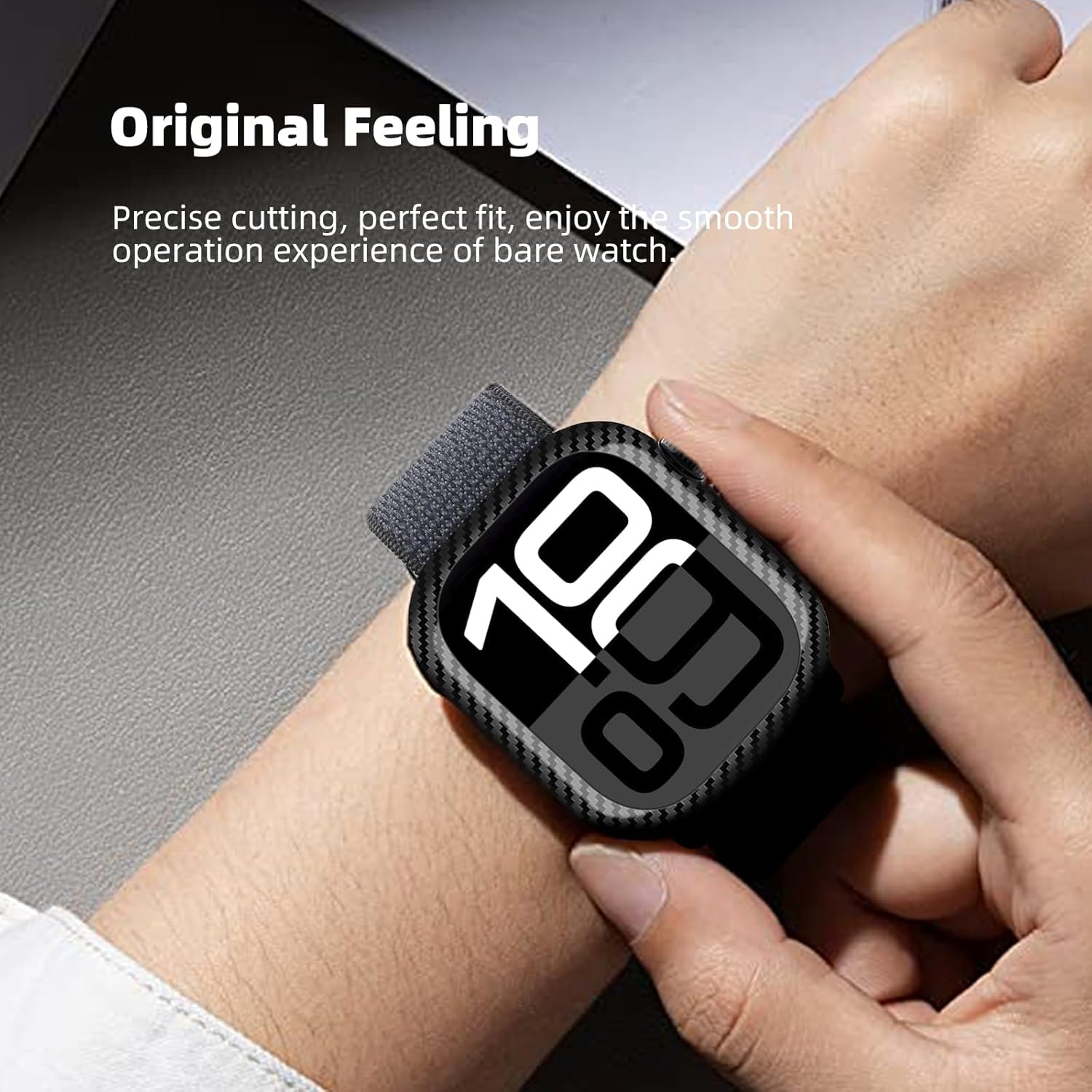 MONOCARBON Real 3K Carbon Fiber Case for 46 mm Apple Watch Series 10,Ultra Thin & Ultra Light Wrap-Around Hard Cover for 2024 New 46mm iwatch From Daily Scratches/Wear/Drop