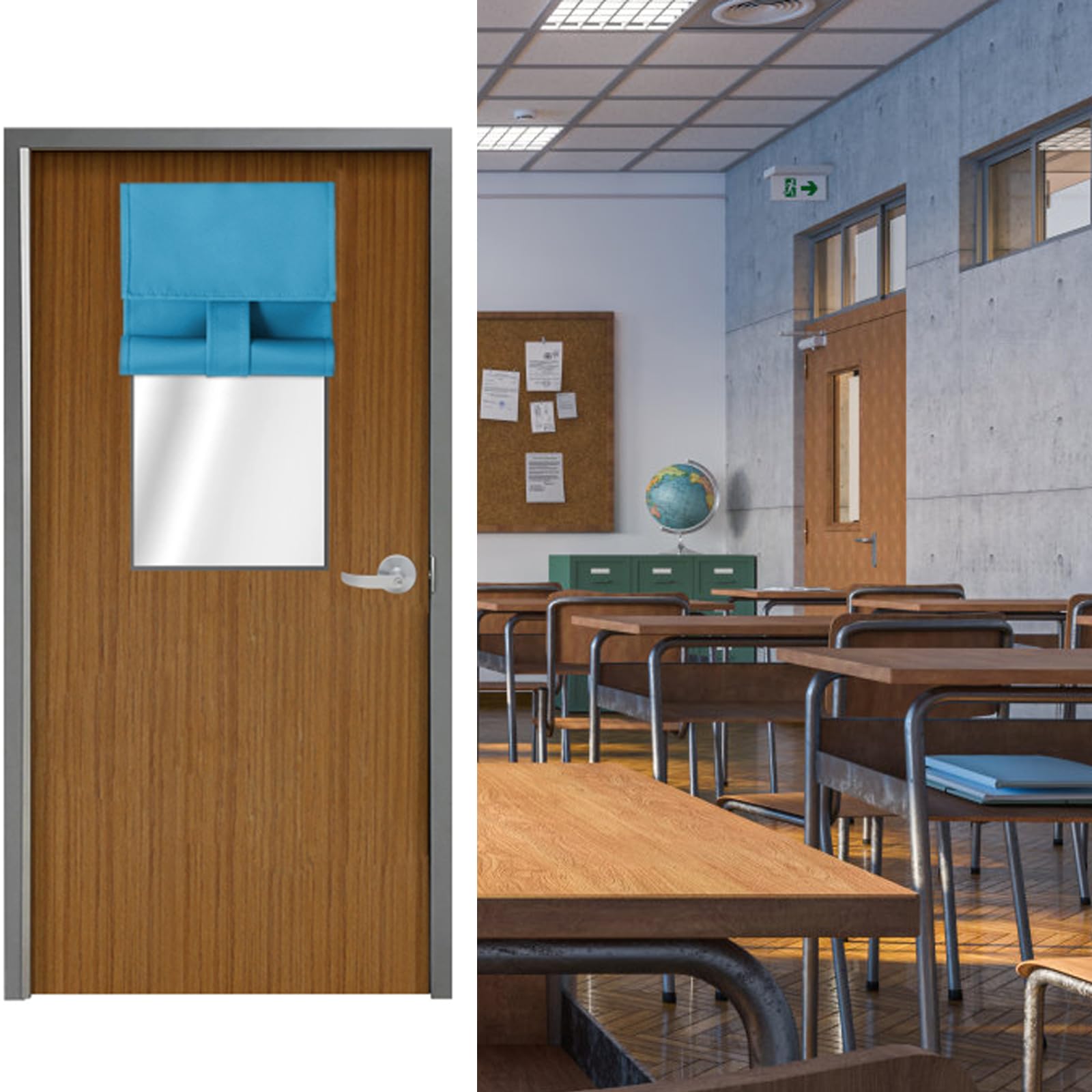 Maritown Classroom Door Window Curtains 1 Panel No Drill Blackout Privacy French Door Blinds Front Door Curtain Stick on Shades for Patio Door Backdoor Classroom Glass Door Window Cover - Image 4